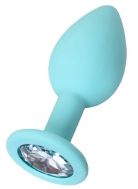 Мятная анальная пробка с прозрачным кристаллом Brilliant - 7 см. - ToyFa - купить с доставкой в Ельце