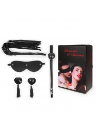 Эротический набор в черном цвете: маска, кляп, пэстисы, плётка - Notabu - купить с доставкой в Ельце