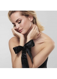 Черные ленты для связывания SILKY SENSUAL HANDCUFFS - Bijoux Indiscrets - купить с доставкой в Ельце