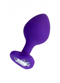 Фиолетовая анальная втулка Diamond Heart с прозрачным кристаллом - 8 см. - ToyFa - купить с доставкой в Ельце