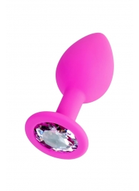 Розовая анальная втулка Brilliant с прозрачным кристаллом - 7 см. - ToyFa - купить с доставкой в Ельце