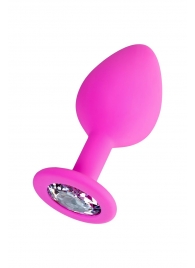 Розовая анальная втулка Brilliant с прозрачным кристаллом - 8 см. - ToyFa - купить с доставкой в Ельце