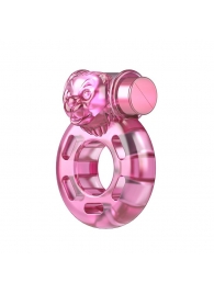 Розовое эрекционное кольцо с вибрацией Pink Bear - Baile - в Ельце купить с доставкой