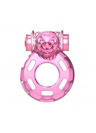 Розовое эрекционное кольцо с вибрацией Pink Bear - Baile - в Ельце купить с доставкой