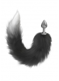 Серебристая анальная пробка с черным хвостом Galaxy - Lola Games - купить с доставкой в Ельце