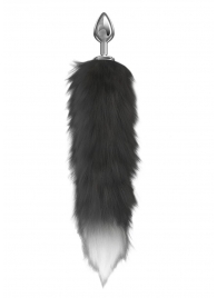 Серебристая анальная пробка с черным хвостом Starlit - Lola Games - купить с доставкой в Ельце