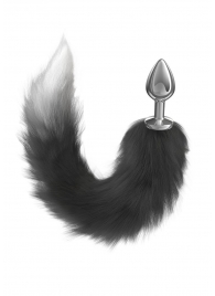 Серебристая анальная пробка с черным хвостом Starlit - Lola Games - купить с доставкой в Ельце