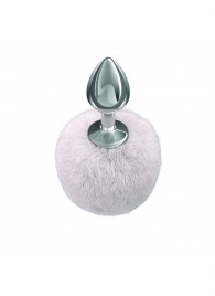 Серебристая анальная пробка с белым пушистым хвостиком Twinkle - Lola Games - купить с доставкой в Ельце