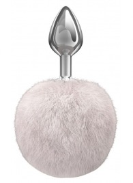 Серебристая анальная пробка с белым пушистым хвостиком Twinkle - Lola Games - купить с доставкой в Ельце