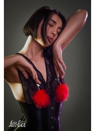 Зажимы на соски с красным пухом Euphoric - Lola Games - купить с доставкой в Ельце