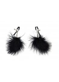 Зажимы на соски с черным пухом Euphoric - Lola Games - купить с доставкой в Ельце