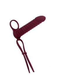 Бордовая вибронасадка для двойного проникновения Rori - 17 см. - Lola Games - купить с доставкой в Ельце