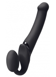 Черный безремневой вибрострапон Silicone Bendable Strap-On M - Strap-on-me - купить с доставкой в Ельце