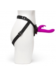 Лиловый страпон Rechargeable Vibrating Strap-On Harness Set - 17,6 см. - Happy Rabbit - купить с доставкой в Ельце