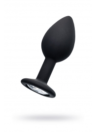 Черная анальная втулка с прозрачным стразом - 7,2 см. - POPO Pleasure - купить с доставкой в Ельце