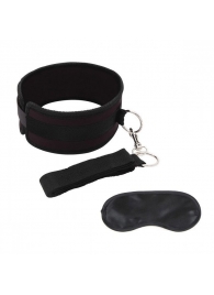 Черный ошейник с длинным поводком Collar and Leash Set - Lux Fetish - купить с доставкой в Ельце