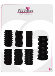 Набор из 7 черных насадок PENIS SLEEVES SET - Dream Toys - в Ельце купить с доставкой