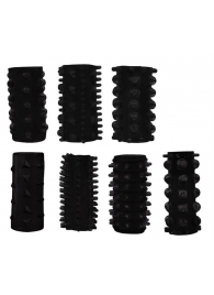 Набор из 7 черных насадок PENIS SLEEVES SET - Dream Toys - в Ельце купить с доставкой