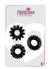 Набор из 3 черных эрекционных колец SET OF 3 COCKRINGS - Dream Toys - в Ельце купить с доставкой