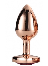 Золотистая анальная втулка с кристаллом-сердечком розового цвета - 7,1 см. - Dream Toys - купить с доставкой в Ельце