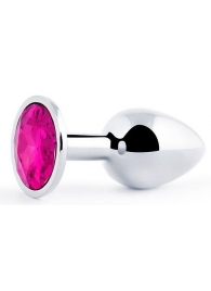 Серебристая анальная пробка с малиновым кристаллом - 7,2 см. - Anal Jewelry Plug - купить с доставкой в Ельце