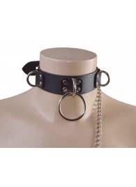 Черный кожаный ошейник Big Ring - Sitabella - купить с доставкой в Ельце