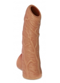 Телесная открытая насадка-реалистик с подхватом мошонки Nude Sleeve L - 14 см. - KOKOS - в Ельце купить с доставкой
