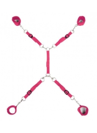 Ярко-розовый набор фиксаций на кровати Classic Bed Spreader - Lux Fetish - купить с доставкой в Ельце