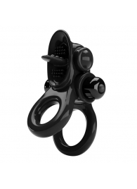 Черное эрекционное кольцо с подхватом мошонки и стимулятором клитора Passionate Ring - Baile - в Ельце купить с доставкой