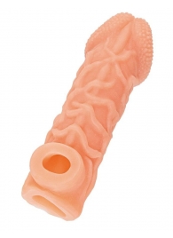 Телесная закрытая насадка с венками Cock Sleeve Size S - 13,8 см. - KOKOS - в Ельце купить с доставкой