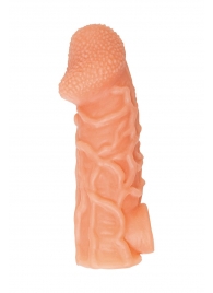 Телесная закрытая насадка с венками Cock Sleeve Size L - 17,6 см. - KOKOS - в Ельце купить с доставкой