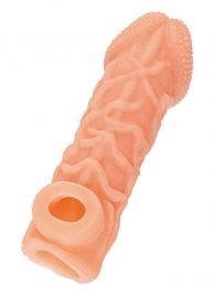 Телесная закрытая насадка с венками Cock Sleeve Size L - 17,6 см. - KOKOS - в Ельце купить с доставкой
