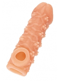 Телесная закрытая насадка с пучками шишечек Cock Sleeve Size L - 17,6 см. - KOKOS - в Ельце купить с доставкой