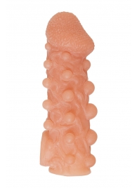 Телесная закрытая насадка с шариками Cock Sleeve Size L - 17,6 см. - KOKOS - в Ельце купить с доставкой