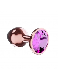 Пробка цвета розового золота с лиловым кристаллом Diamond Quartz Shine L - 8,3 см. - Lola Games - купить с доставкой в Ельце