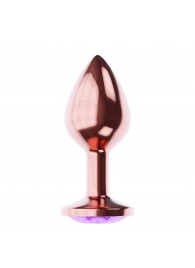 Пробка цвета розового золота с фиолетовым кристаллом Diamond Amethyst Shine L - 8,3 см. - Lola Games - купить с доставкой в Ельце