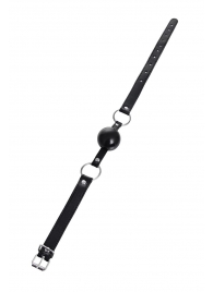 Черный кляп-шар на кожаных ремешках Anonymo - ToyFa - купить с доставкой в Ельце