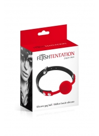 Красный кляп-шарик на черных ремешках - Fetish Tentation - купить с доставкой в Ельце