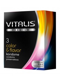 Цветные ароматизированные презервативы VITALIS PREMIUM color   flavor - 3 шт. - Vitalis - купить с доставкой в Ельце
