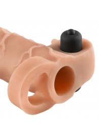 Телесная вибронасадка с кольцом Vibrating Real Feel 2 Extension - 16 см. - Pipedream - в Ельце купить с доставкой