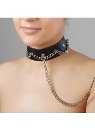 Чёрный ошейник из натуральной кожи - Sitabella - купить с доставкой в Ельце