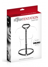 Черная упряжь на тело с шипами на ошейнике - Fetish Tentation - купить с доставкой в Ельце
