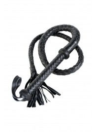 Длинный кожаный кнут с хлопушками на конце - ToyFa - купить с доставкой в Ельце