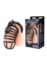 Черная металлическая клетка с замком Deluxe Chastity Cage - BlueLine - купить с доставкой в Ельце