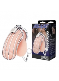 Серебристая металлическая клетка с анальным стимулятором Cock Cage - BlueLine - купить с доставкой в Ельце