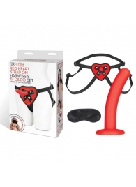 Красный поясной фаллоимитатор Red Heart Strap on Harness   5in Dildo Set - 12,25 см. - Lux Fetish - купить с доставкой в Ельце