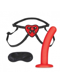 Красный поясной фаллоимитатор Red Heart Strap on Harness   5in Dildo Set - 12,25 см. - Lux Fetish - купить с доставкой в Ельце