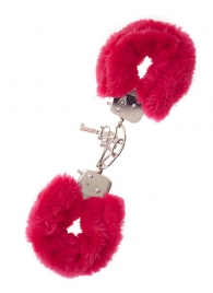 Металлические наручники с красной меховой опушкой METAL HANDCUFF WITH PLUSH RED - Dream Toys - купить с доставкой в Ельце
