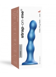 Голубая насадка Strap-On-Me Dildo Plug Balls size L - Strap-on-me - купить с доставкой в Ельце
