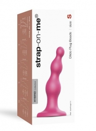 Розовая насадка Strap-On-Me Dildo Plug Beads size S - Strap-on-me - купить с доставкой в Ельце